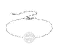 EUEAVAN Bracciale con croce ortodossa IC XC NIKA Medaglione di Gesù Cristo Bracciale portafortuna fatto a mano Amuleto con croce bizantina greca Gioielli cristiani cattolici Regalo (argento)