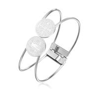 EUEAVAN Bracciale con medaglia di San Benedetto doppio pendente San Benito Bangle Croce Santo Patrono Amuleto Gioielli cristiani cattolici Regalo religioso per uomini e donne (Argento)