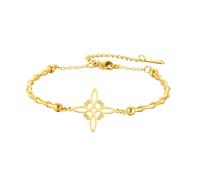 EUEAVAN Bracciale con nodo delle streghe Nodo celtico Tripla Dea Cavigliera Nudo De Bruja Buona fortuna Triquetra Trinità Amuleto Wiccan Gioielli Regali irlandesi per streghe (nodo stregato 1 oro)