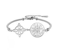 EUEAVAN Bracciale con nodo delle streghe, tetragramma e pentagramma Nudo De Bruja YHVH YHWH Yeshua Jehovah Bracciale Wicca Amuleto Religioni Gioielli Wiccan Regalo (nodo della strega 2 argento 2)