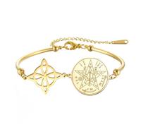 EUEAVAN Bracciale con nodo delle streghe, tetragramma e pentagramma Nudo De Bruja YHVH YHWH Yeshua Jehovah Bracciale Wicca Amuleto Religioni Gioielli Wiccan Regalo (nodo della strega 2 oro 3)