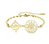 EUEAVAN Bracciale con nodo delle streghe, tetragramma e pentagramma Nudo De Bruja YHVH YHWH Yeshua Jehovah Bracciale Wicca Amuleto Religioni Gioielli Wiccan Regalo (nodo della strega 2 oro)