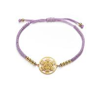 EUEAVAN Bracciale del cubo di Metatron Bracciale regolabile con perline Coppia Geometria Sacra Arcangelo Fatto a mano Corda intrecciata Bracciale portafortuna rosso (viola)