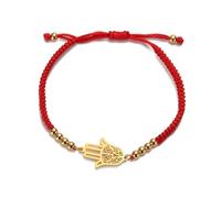 EUEAVAN Bracciale di Coppia Regolabile con Perline Cabala Mano di Fatima Amuleto Gioielli Intrecciati Corda Fortunata Rossa