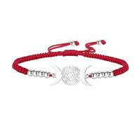 EUEAVAN Bracciale Hecate Wicca Tripla Dea della Luna Pentagramma Cavigliera Ruota Magica di Hecate Amuleto Wiccan Gioielli Pagani Regalo di Stregoneria per Donne (argento-rosso)