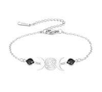 EUEAVAN Bracciale Hecate Wicca Tripla Dea della Luna Pentagramma Cavigliera Ruota Magica di Hecate Amuleto Wiccan Gioielli Pagani Regalo di Stregoneria per Donne (Argento)