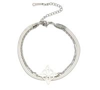 EUEAVAN Bracciale Nodo Streghe Nodo Celtico Cavigliera Nudo De Bruja Buona Fortuna Triquetra Trinità Amuleto Wiccan Gioielli Regali Irlandesi per Donne (argento stratificato 3)