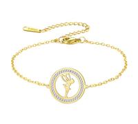 EUEAVAN Bracciale Principessa Wendy Tinkerbell Pixie Elf Mago Ballerino Cuore Cavigliere Cubici Zirconia Piume Ali Angelo Gioielli Citazioni da Fiaba Regalo per Donne, Regolabile, Acciaio inossidabile