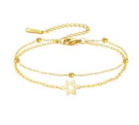 EUEAVAN Braccialetto con stella di David, con esagramma, fatto in casa, con corda rossa, amuleto ebraico, kabbalah, benedizione, gioielli religiosi, regalo per donne, Regolabile, Acciaio inossidabile