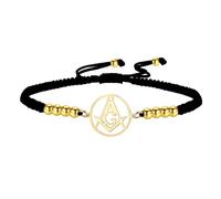 EUEAVAN Braccialetto massonico con bussola e simbolo della massoneria, braccialetti con sigilli maestri, amuleto massonico, gioielli religiosi, celtico, punk, regalo per uomini e donne