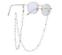 EUEAVAN Catena di occhiali alla moda per le donne che leggono gli occhiali da sole Catene di perline Multicolore Portaocchiali intorno al collo (Stelle, lune, perline colorate, argento)