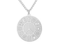 EUEAVAN Coexist in Peace Collana Religioni Mondiali Collana Pace Coesistere Armonia Ciondolo Pace Religione Portachiavi Gioielli Protezione Amuleto Regalo per Uomo Donna (Collana Coexist argento)