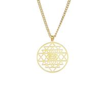 EUEAVAN - Collana Chakra Sri Yantra per donne e uomini, ciondolo talismano con amuleto dello Sri Yantra, collana con geometria sacra, simbolo dell'induismo, gioielli di meditazione indù sacra, Acciaio