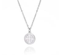 EUEAVAN - Collana con ciondolo a croce dei Crociati di Gerusalemme, medaglione disco greco, gioielli religiosi medievali per battesimo, regalo per donna e uomo, Acciaio inossidabile, Nessuna pietra