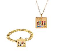 EUEAVAN Collana con ciondolo a forma di 12 tribù di Israele con iscrizioni ebraiche, pietra portafortuna ebraica, amuleto ebraico, gioiello per donna e ragazza, in acciaio inossidabile, senza pietra