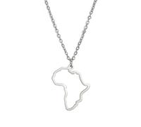 EUEAVAN Collana con ciondolo a forma di mappa dell'Africa per le donne Mappa dell'Africa Paese Collana ciondolo Africa Continente africano Gioielli regalo (argento)