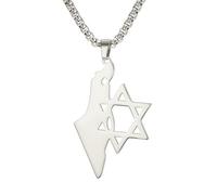 EUEAVAN Collana con ciondolo a forma di stella di David, simbolo ebraico della Palestina e Israele, con mappa del paese, amuleto ebraico, regalo per uomo