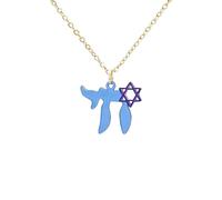 EUEAVAN Collana con ciondolo a forma di stella ebraica, con ciondolo a forma di stella ebraica Chai, amuleto portafortuna della cabala, gioiello religioso Israele Hanukkah, regalo per donne, Medio