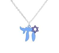 EUEAVAN Collana con ciondolo a forma di stella ebraica, con ciondolo a forma di stella ebraica Chai, amuleto portafortuna della cabala, gioiello religioso Israele Hanukkah, regalo per donne