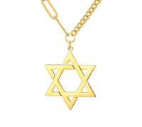 EUEAVAN Collana con ciondolo a forma di stella ebraica, con ciondolo a forma di stella ebraica, Chai, amuleto portafortuna della cabala, gioiello religioso, idea regalo per Israele Hanukkah