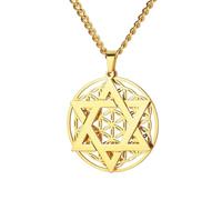 EUEAVAN Collana con ciondolo a forma di stella ebraica, con ciondolo a forma di stella ebraica, Chai, amuleto portafortuna della cabala, gioiello religioso, idea regalo per Israele Hanukkah