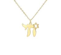 EUEAVAN Collana con ciondolo a forma di stella ebraica, con ciondolo a forma di stella ebraica Chai, amuleto portafortuna della cabala, gioiello religioso Israele Hanukkah, regalo per donne, Medio