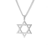 EUEAVAN Collana con ciondolo a forma di stella ebraica, con ciondolo a forma di stella ebraica, Chai, amuleto portafortuna della cabala, gioiello religioso, idea regalo per Israele Hanukkah, Medio