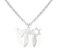 EUEAVAN Collana con ciondolo a forma di stella ebraica, con ciondolo a forma di stella ebraica Chai, amuleto portafortuna della cabala, gioiello religioso Israele Hanukkah, regalo per donne