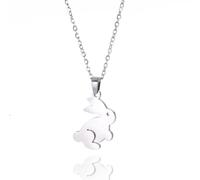 EUEAVAN Collana con coniglietto Ciondolo con coniglietto pasquale e luna Gioielli per gli amanti degli animali Regali per donne, fidanzate e mamme (Argento)