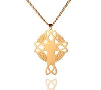 EUEAVAN Collana con croce celtica vichinga con preghiera irlandese, crocifisso religioso, amuleto, gioiello nordico, da uomo, donna, ragazza, idea regalo, souvenir, Acciaio inossidabile, Nessuna