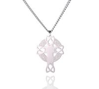 EUEAVAN Collana con croce celtica vichingo, ciondolo di preghiera irlandese, crocifisso, choker religioso, amuleto di Gesù, gioielli nordici, per uomo, donna, ragazza, regali, souvenir, Acciaio