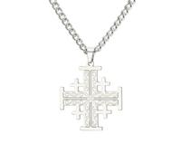 EUEAVAN - Collana con croce dei crociati di Gerusalemme, medaglione con ciondolo a croce dei cavalieri templari, disco religioso greco, gioielli per preghiera, dichiarazione di battesimo, regalo per