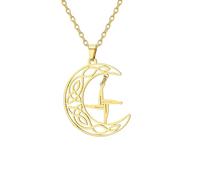 EUEAVAN Collana con croce di Santa Brigida tradizionale con ciondolo a forma di croce celtica irlandese, amuleto, gioiello religioso cristiano, regalo per donne e uomini, Medium, Acciaio inossidabile