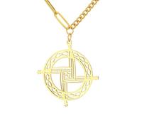 EUEAVAN Collana con croce di Santa Brigida tradizionale con ciondolo a forma di croce celtica irlandese, amuleto, gioiello religioso cristiano, regalo per donne e uomini, Medium, Acciaio inossidabile