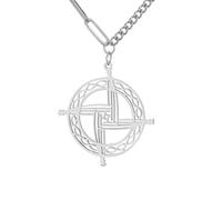 EUEAVAN Collana con croce di Santa Brigida tradizionale con ciondolo a forma di croce celtica irlandese, amuleto, gioiello religioso cristiano, regalo per donne e uomini, Medium, Acciaio inossidabile