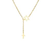 EUEAVAN Collana con croce e stella di David per donna Pendente con stella ebraica a sei punte Croce di Cristo Gioielli religiosi cristiani Israele Regalo di Hanukkah (oro 2)