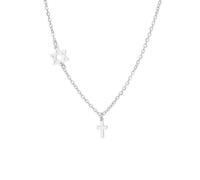 EUEAVAN Collana con croce e stella di David per donna Pendente con stella ebraica a sei punte Croce di Cristo Gioielli religiosi cristiani Israele Regalo di Hanukkah (argento)