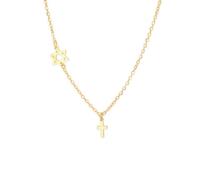 EUEAVAN Collana con croce e stella di David per donna Pendente con stella ebraica a sei punte Croce di Cristo Gioielli religiosi cristiani Israele Regalo di Hanukkah (oro)