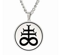 EUEAVAN Collana con croce satanica Leviathan Sigillo di Satana Sigillo di Lucifero Ciondolo Baphomet Talismano Occulto Gotico Religioso Chiesa Gioielli Wiccan Pagano Regalo per uomini (Argento)