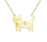 EUEAVAN Collana con gatto per donna Pendente con gattino e pesce in argento Accessori carini con animali Gioielli Amicizia Regalo a tema gatto per gli amanti degli animali domestici (Oro)