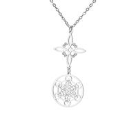 EUEAVAN Collana con nodo della strega Metatron Cube Triquetra celtica Trinità Nudo De Bruja Pendente con geometria sacra Sigilli wiccan dell'arcangelo Gioielli talismani Regali irlandesi (argento 2)