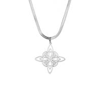EUEAVAN Collana con nodo di strega per donne ciondolo nodo celtico irlandese Triquetra Trinità nodo triangolare gioielli vichingo regalo pagano catena clavicolare ragazze, Acciaio inossidabile,