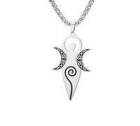 EUEAVAN Collana con pendente a spirale della dea celtica della fertilità con tripla luna Amuleto magico pagano wiccan Gioiello religioso Regalo per donne e mamme (argento 2)