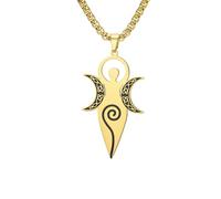EUEAVAN Collana con pendente a spirale della dea celtica della fertilità con tripla luna Amuleto magico pagano wiccan Gioiello religioso Regalo per donne e mamme (oro 2)