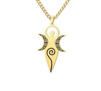 EUEAVAN Collana con pendente a spirale della dea celtica della fertilità con tripla luna Amuleto magico pagano wiccan Gioiello religioso Regalo per donne e mamme (oro)
