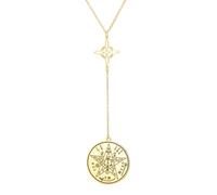 EUEAVAN Collana con pentagramma e nodo delle streghe Tetragrammaton Nudo De Bruja YHVH YHWH Yeshua Jehovah Ciondolo Salomone Amuleto Wicca Gioielli Regalo (nodo della strega 1, collana a Y in oro)