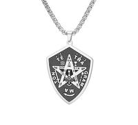 EUEAVAN Collana con pentagramma Tetragrammaton per uomo YHVH YHWH Jehovah Ciondolo pentacolo Yeshua Benedetta preghiera Nomi ebraici di Dio Amuleto Wicca Gioielli Regalo per cristiani (Argento)