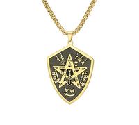 EUEAVAN Collana con pentagramma Tetragrammaton per uomo YHVH YHWH Jehovah Ciondolo pentacolo Yeshua Benedetta preghiera Nomi ebraici di Dio Amuleto Wicca Gioielli Regalo per cristiani (Oro)