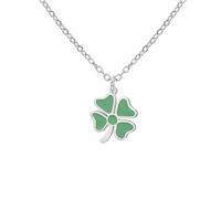 EUEAVAN Collana con quadrifoglio per donna Pendente a forma di trifoglio verde Portafortuna Gioielli dell'amicizia Accessori per il giorno di San Patrizio Regalo irlandese (Argento)