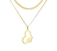 EUEAVAN Collana con quadrifoglio verde con ciondolo a forma di cuore portafortuna con nodo celtico, accessorio per il giorno di San Patrizio, regalo irlandese per le donne, Medium, Acciaio